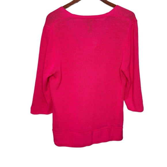 Olsen Linen Cotton Pink Cardigan Sweater Size Medium/Large 12 - Picture 2 of 9